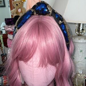 Sequin Blue Leopard Headband